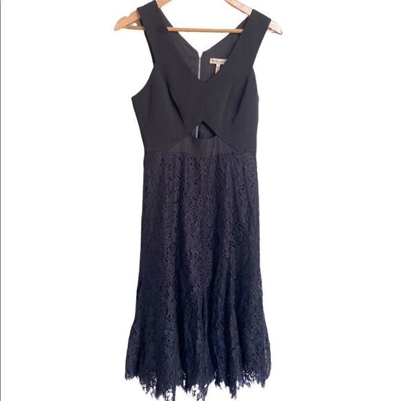Rebecca Taylor Black Dress Cut Out and Lace Size 4 - Picture 1 of 5